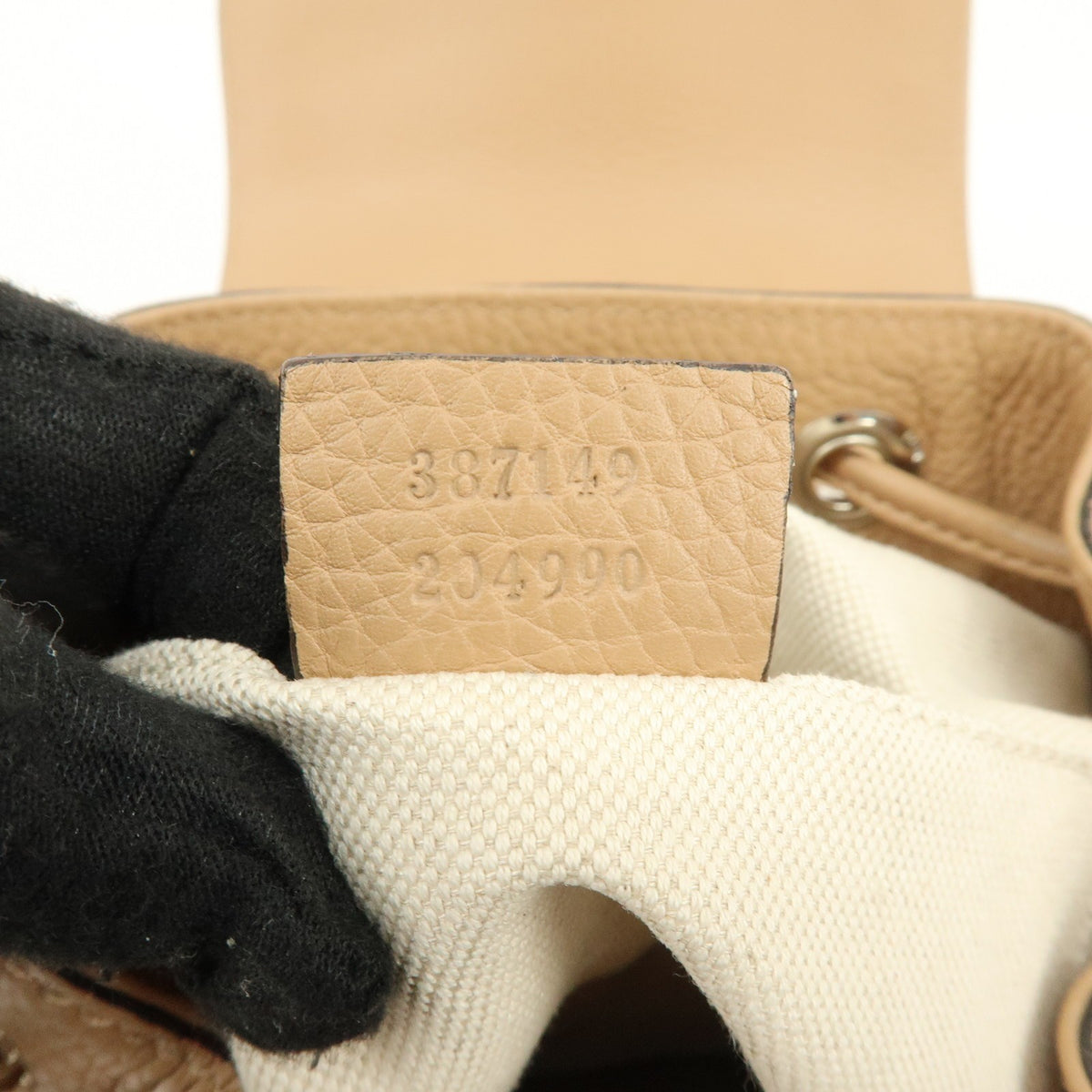 Gucci Bamboo Tassel Leather, Beige, Leather, Backpack