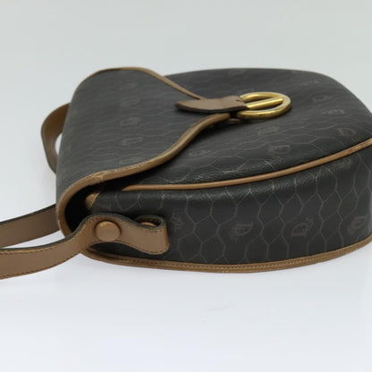 Christian Dior Vintage Honeycomb Flap Canvas and Leather, Black, Canvas, Shoulder Bag