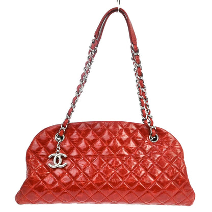 Chanel Just Mademoiselle Quilted Aged Calfskin, Red, Leather, Shoulder Bag
