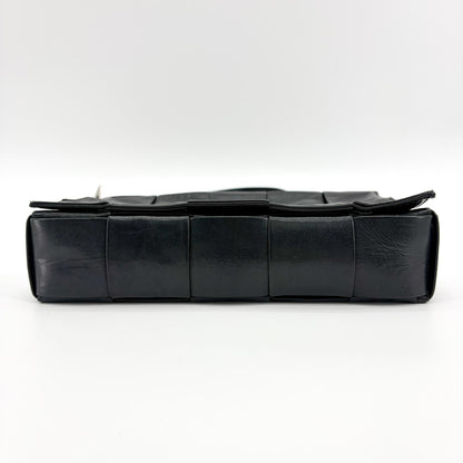 Bottega Veneta Cassette Maxi Intrecciato Leather, Black, Leather, Shoulder Bag