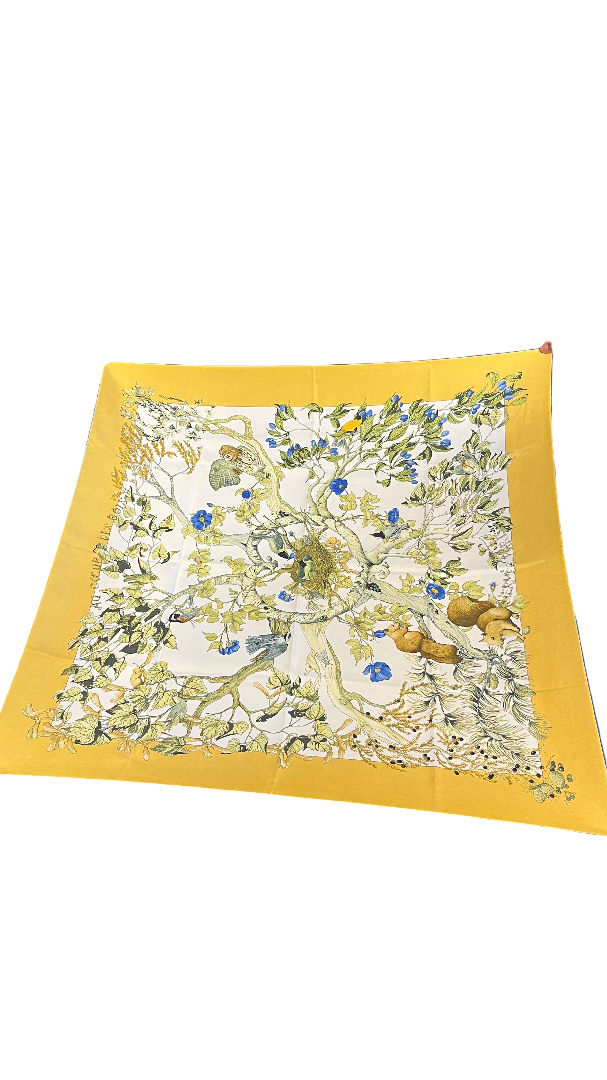 Hermes Carré 90 Silk multicolor, Yellow, Silk, Scarf