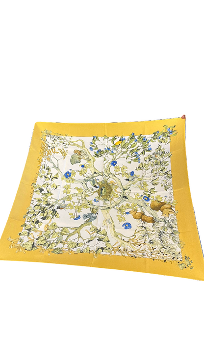Hermes Carré 90 Silk multicolor, Yellow, Silk, Scarf