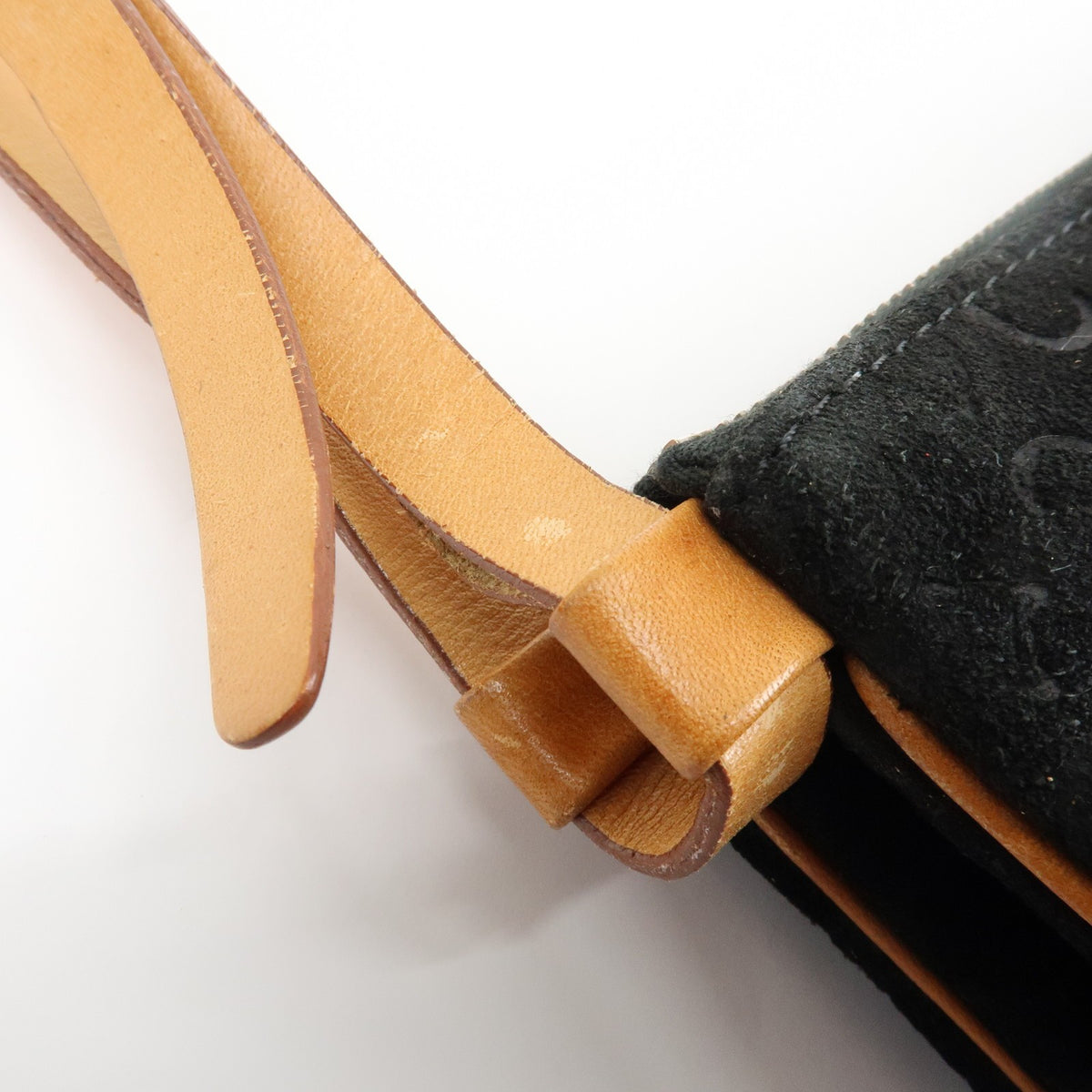 Celine C Macadam Shoulder Suede, Black, Suede, Handbag