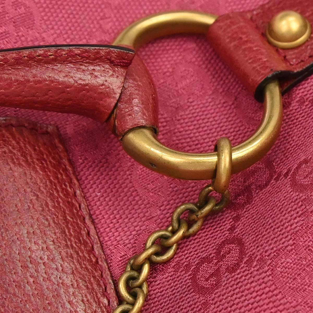 Gucci Horsebit Web Flap GG Canvas and leather, Pink, Canvas, Shoulder Bag