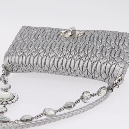 Miu Miu Crystal Clutch Matelasse Leather, Silver, Leather, Clutch