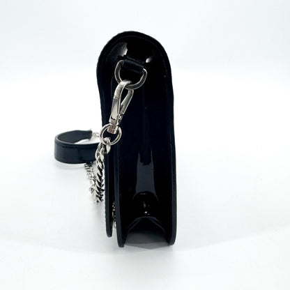 Miu Miu My Logo Chain Patent, Black, Patent Leather, Crossbody Bag