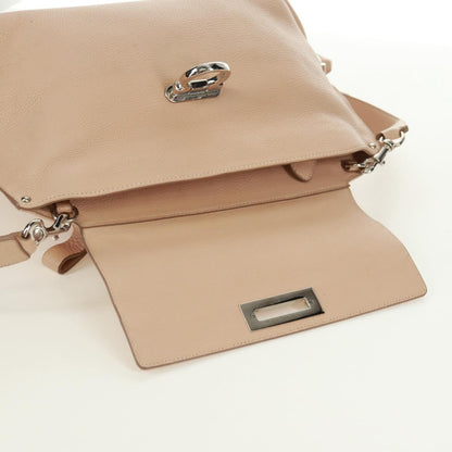 Salvatore Ferragamo Sofia Satchel Grainy Leather, Beige, Leather, Handbag