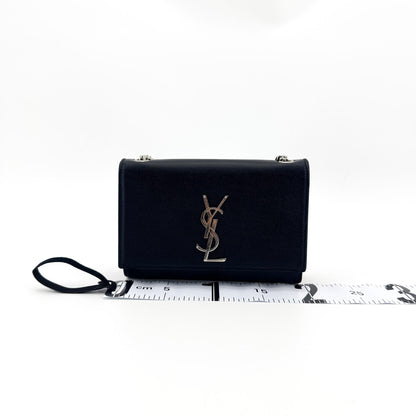 Saint Laurent Classic Monogram Grainy Leather, Black, Leather, Crossbody Bag