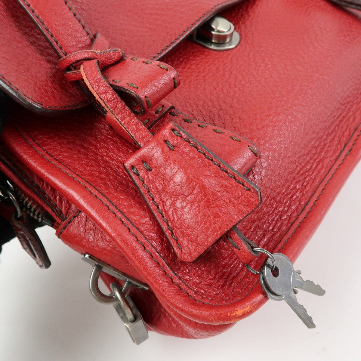 Prada Shoulder Leather, Red, Leather, Shoulder Bag