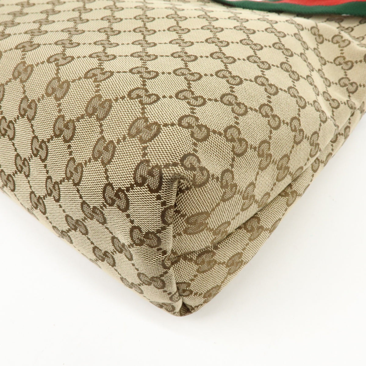 Gucci Web Strap Zip Messenger GG Canvas, Beige, Canvas, Handbag