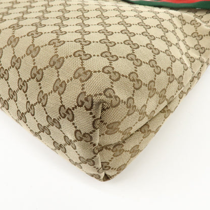 Gucci Web Strap Zip Messenger GG Canvas, Beige, Canvas, Handbag