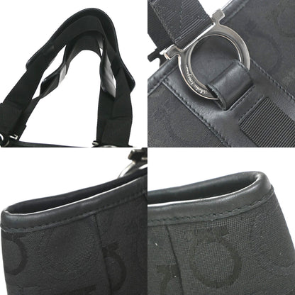 Salvatore Ferragamo Gancini Tote Canvas, Black, Canvas, Tote Bag
