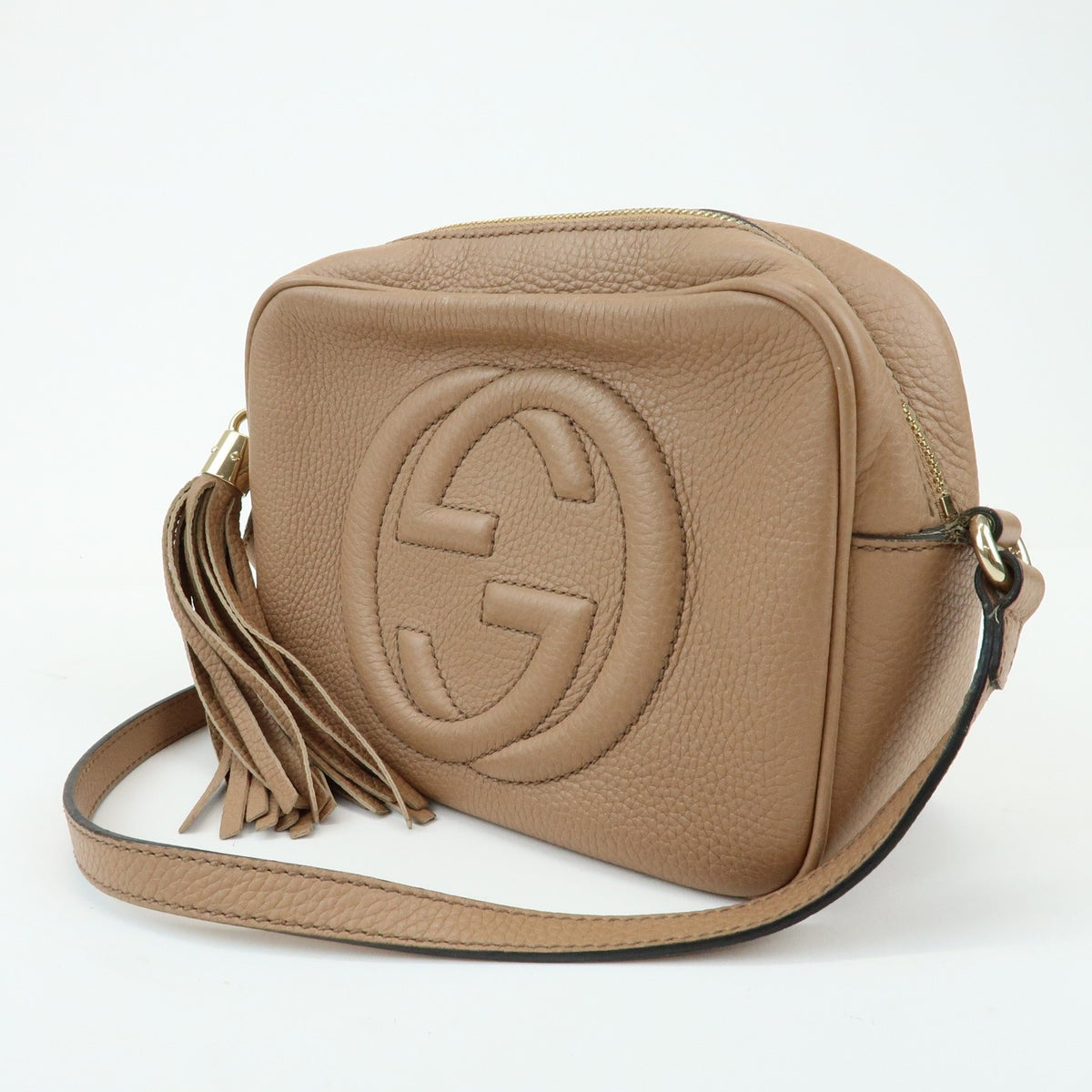 Gucci Soho Disco Leather, Beige, Leather, Crossbody Bag