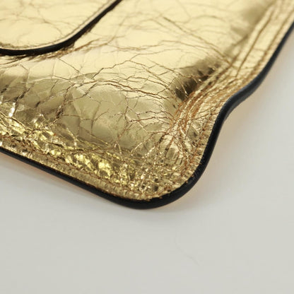 Chanel Feminine Crinkled Leather, Gold, Leather, Clutch