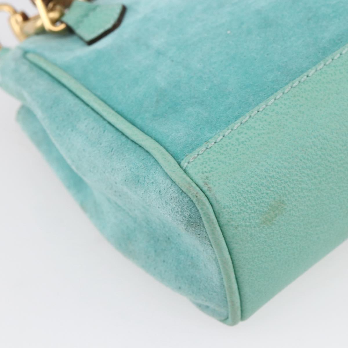 Gucci Bamboo Zip Pouch Leather, TURQUOISE, SUEDE, Clutche & pouche