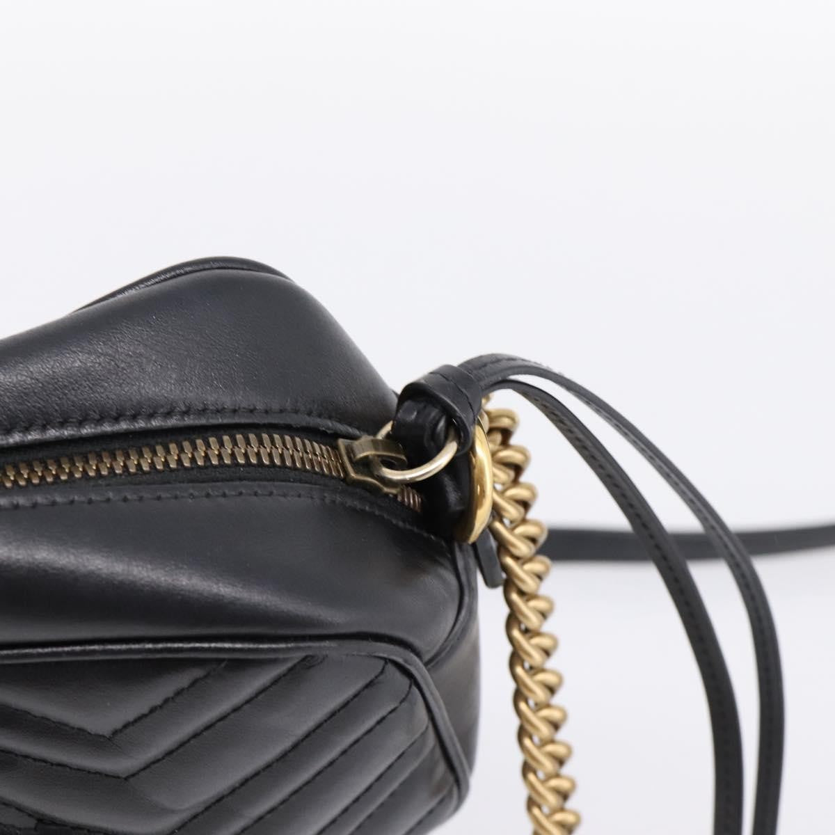 Gucci GG Marmont Monochrome Matelasse Leather, Black, Leather, Shoulder Bag