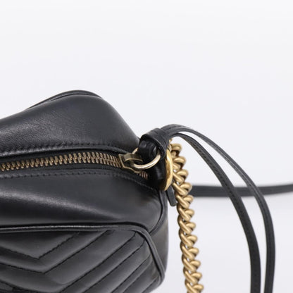 Gucci GG Marmont Monochrome Matelasse Leather, Black, Leather, Shoulder Bag