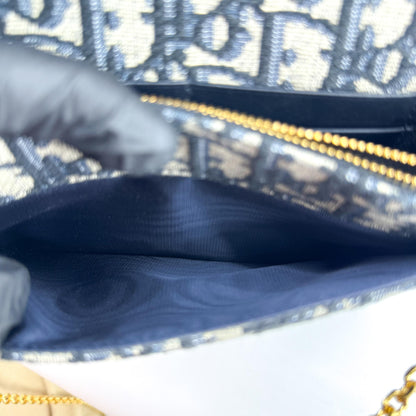 Christian Dior 30 Montaigne 2-in-1 Oblique Canvas, Navy, Canvas, Clutch