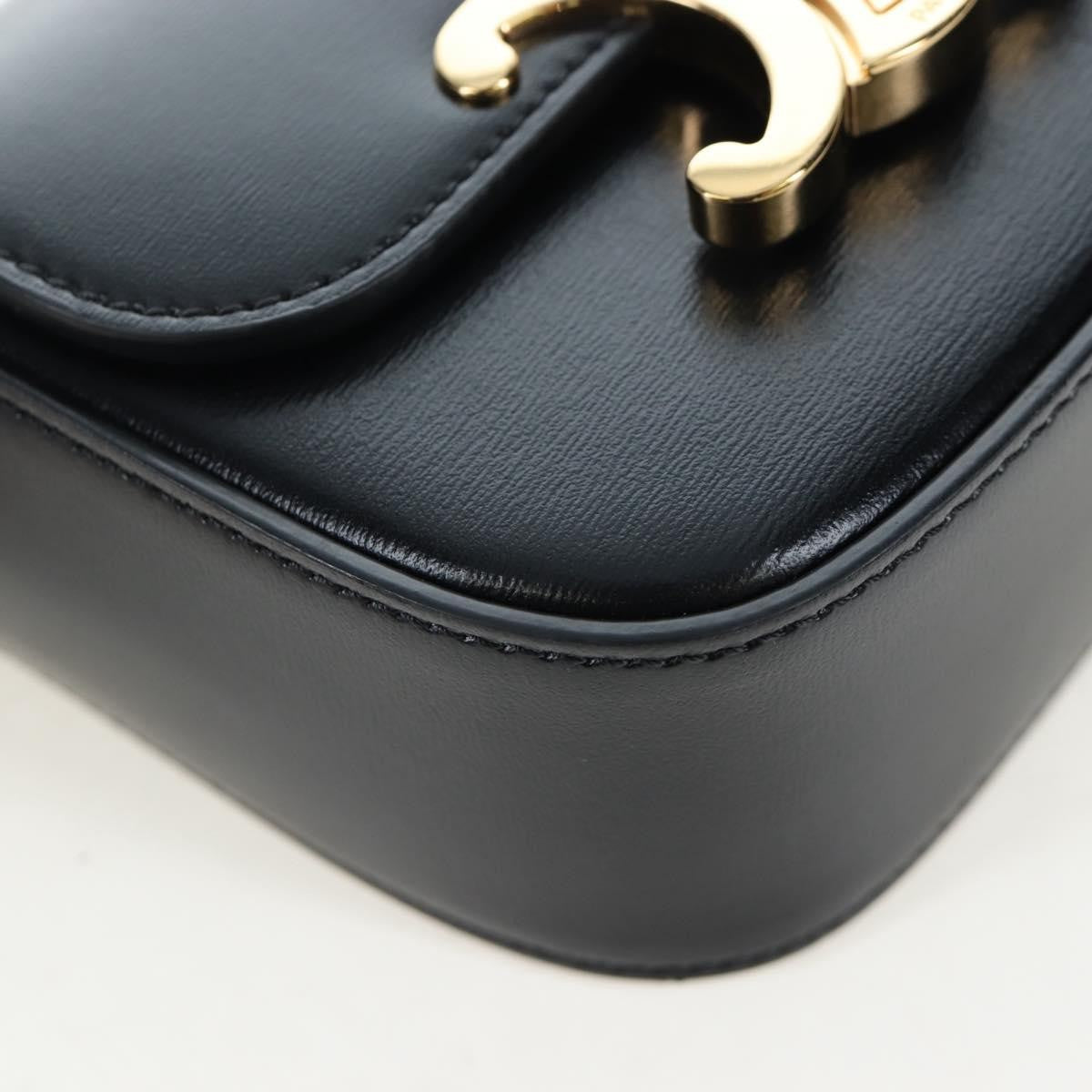 Celine Triomphe Smooth Calfskin, Black, Leather, Shoulder Bag