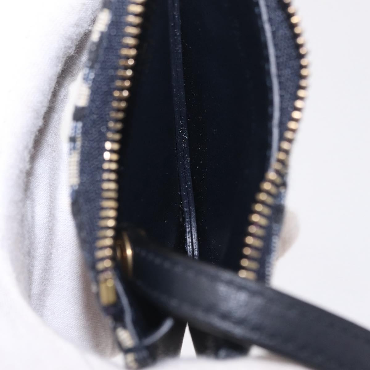 Christian Dior Vintage Saddle Zip Coin Purse Diorissimo Canvas, Navy, Canvas, Clutch
