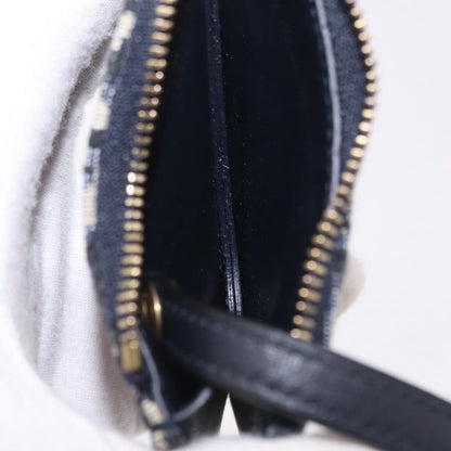 Christian Dior Vintage Saddle Zip Coin Purse Diorissimo Canvas, Navy, Canvas, Clutch