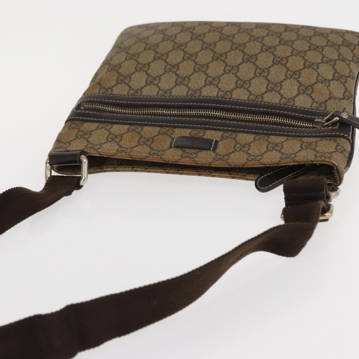 Gucci Flat Messenger GG Coated Canvas, Beige, PVC, Crossbody Bag