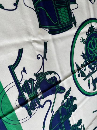 Chanel Carré 90 Silk, Green, Silk, Scarf