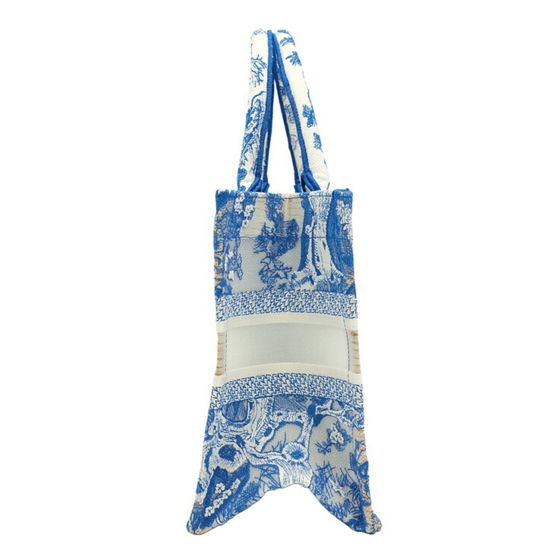 Christian Dior Book Tote Embroidered Canvas, Blue, Canvas, Tote Bag