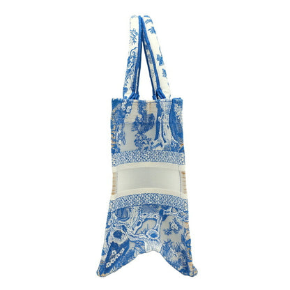 Christian Dior Book Tote Embroidered Canvas, Blue, Canvas, Tote Bag