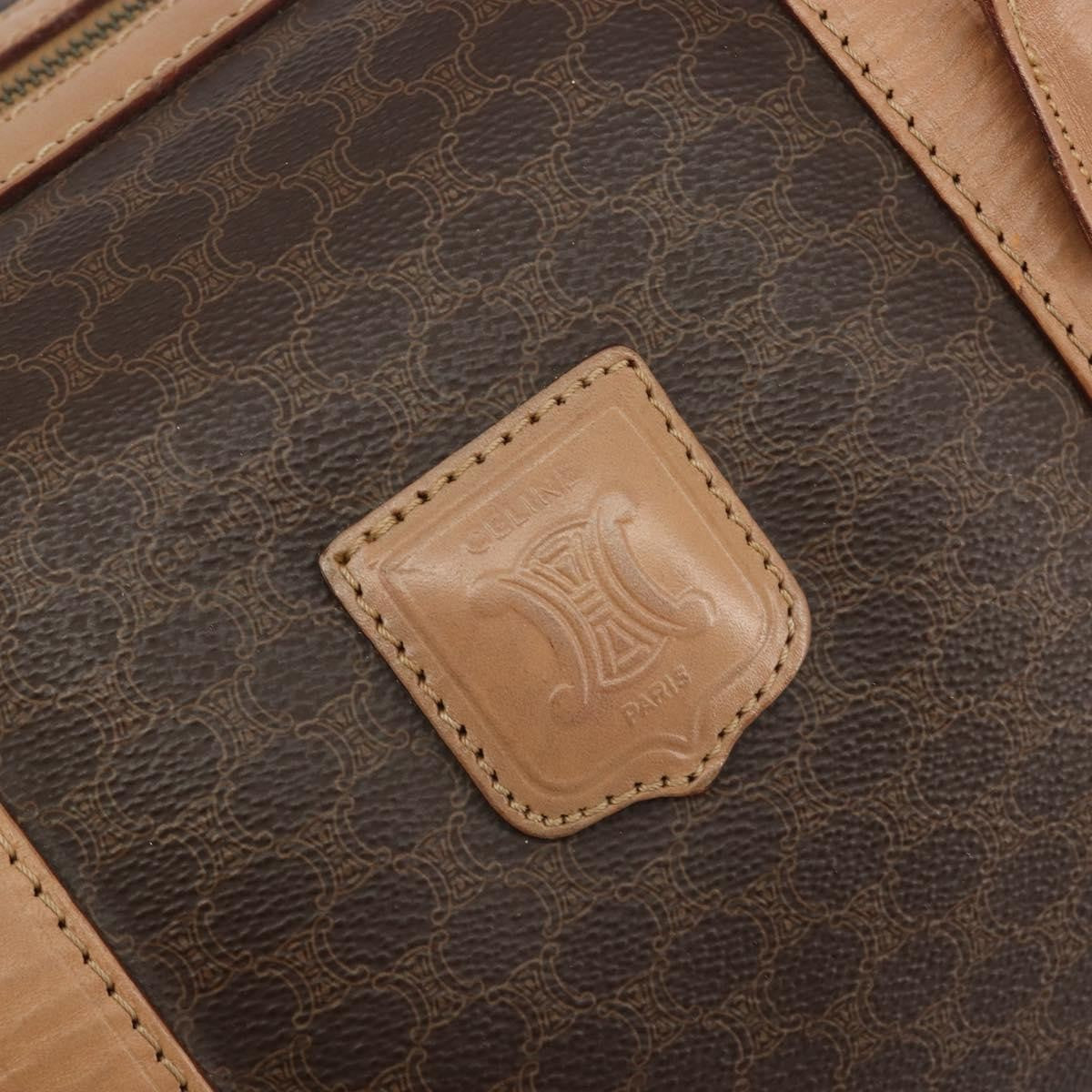 Celine Vintage Macadam Boston Canvas, Brown, PVC, Handbag