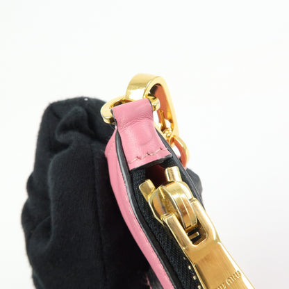 Miu Miu Logo Chain Clutch Shearling, Pink, Leather, Clutch
