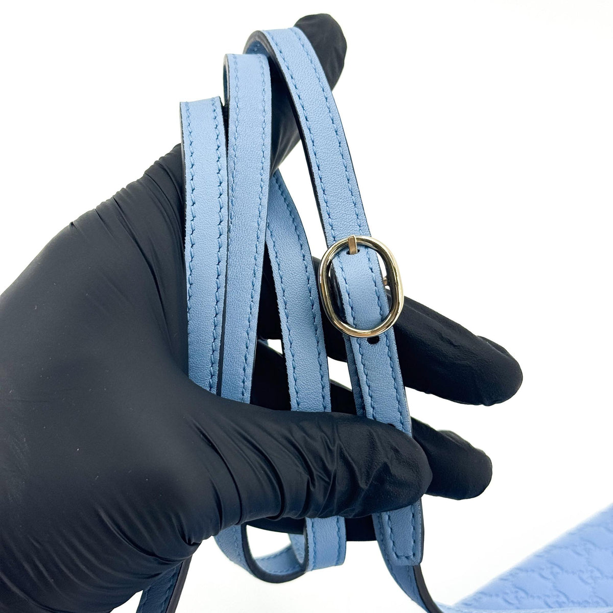 Gucci Wallet on Strap Microguccissima Leather, Blue, Leather, Crossbody Bag