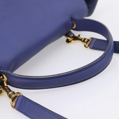 Celine Belt Leather, Blue, Leather, Handbag