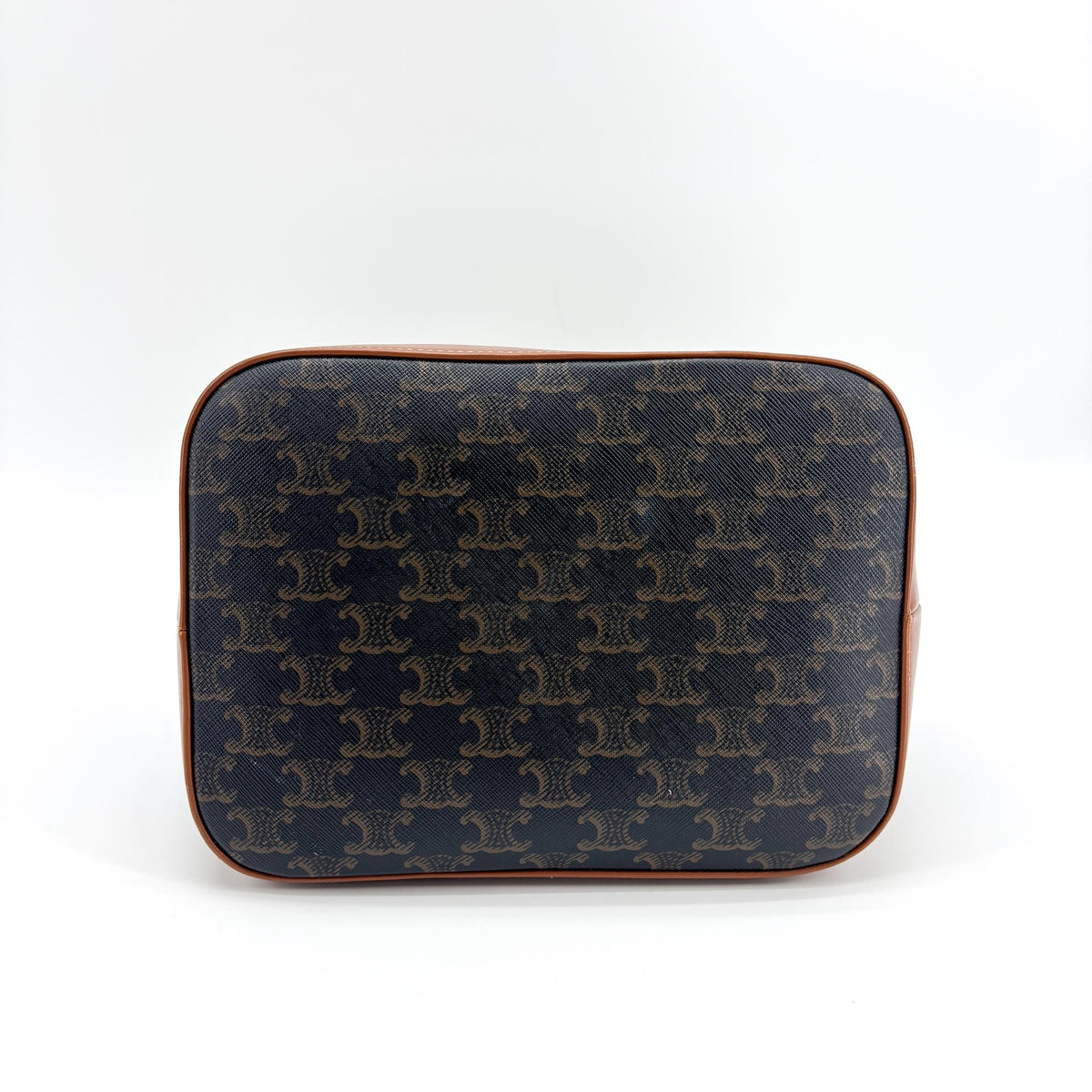 Celine Bucket Triomphe Coated Canvas, Black, Canvas, Shoulder Bag