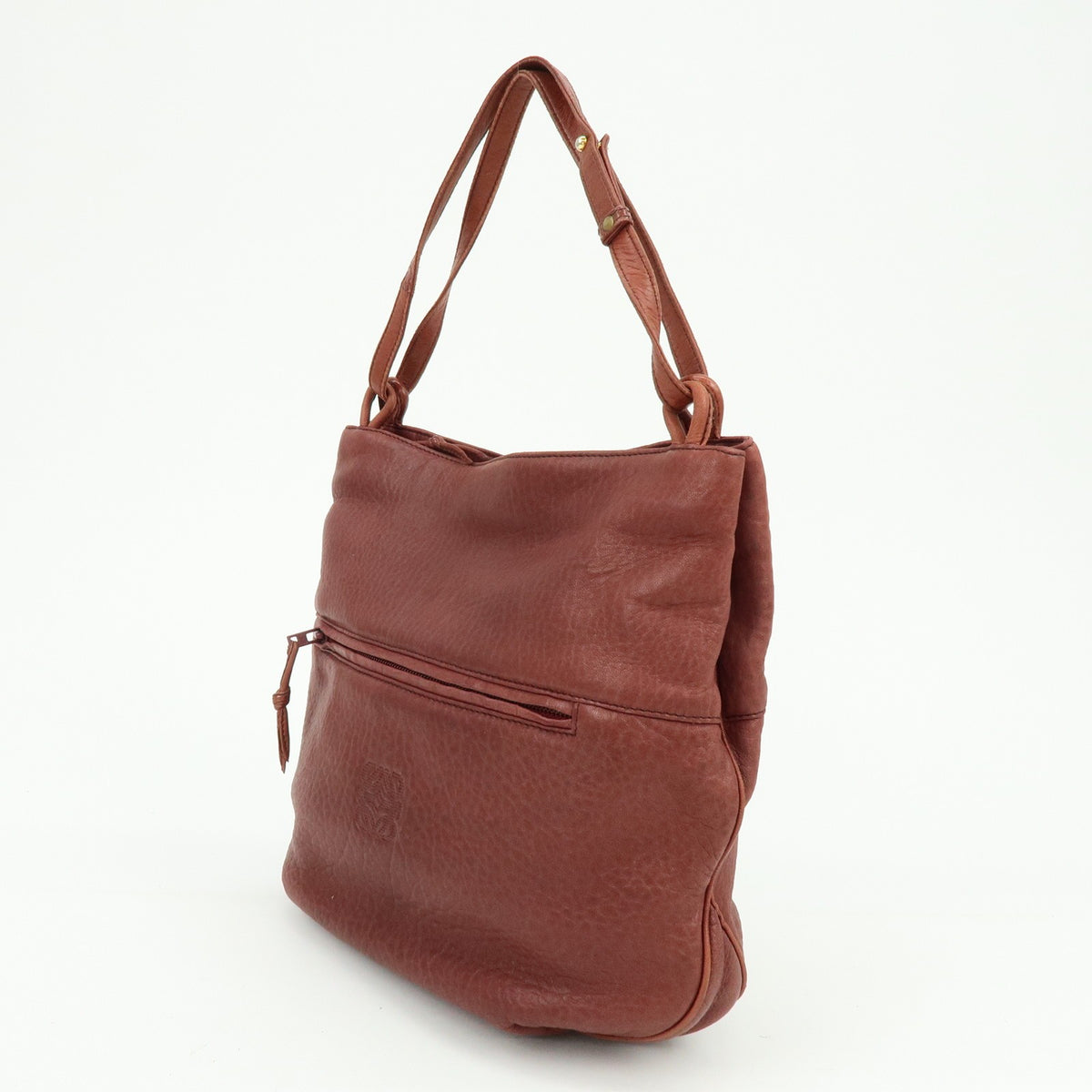 Loewe Anagram Leather, Burgundy, Leather, Tote Bag