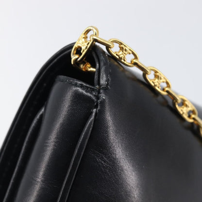 Celine Flap Shoulder Leather, Black, Leather, Shoulder Bag