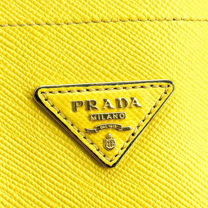 Prada Cuir Double Saffiano Leather, Yellow, Leather, Tote Bag