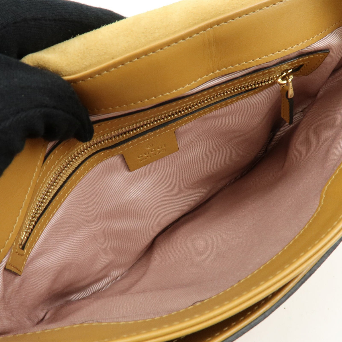 Gucci Arli Suede with Leather, Beige, Suede, Shoulder Bag