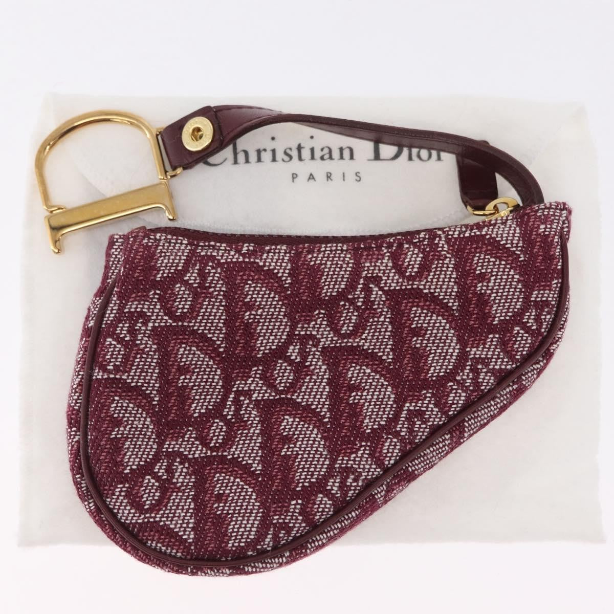 Christian Dior Vintage Saddle Zip Coin Purse Diorissimo Canvas, Red, Canvas, Clutch