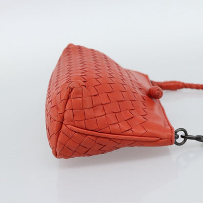 Bottega Veneta Zip Clutch Leather with Intrecciato Snakeskin Detail, Red, Leather, Clutch