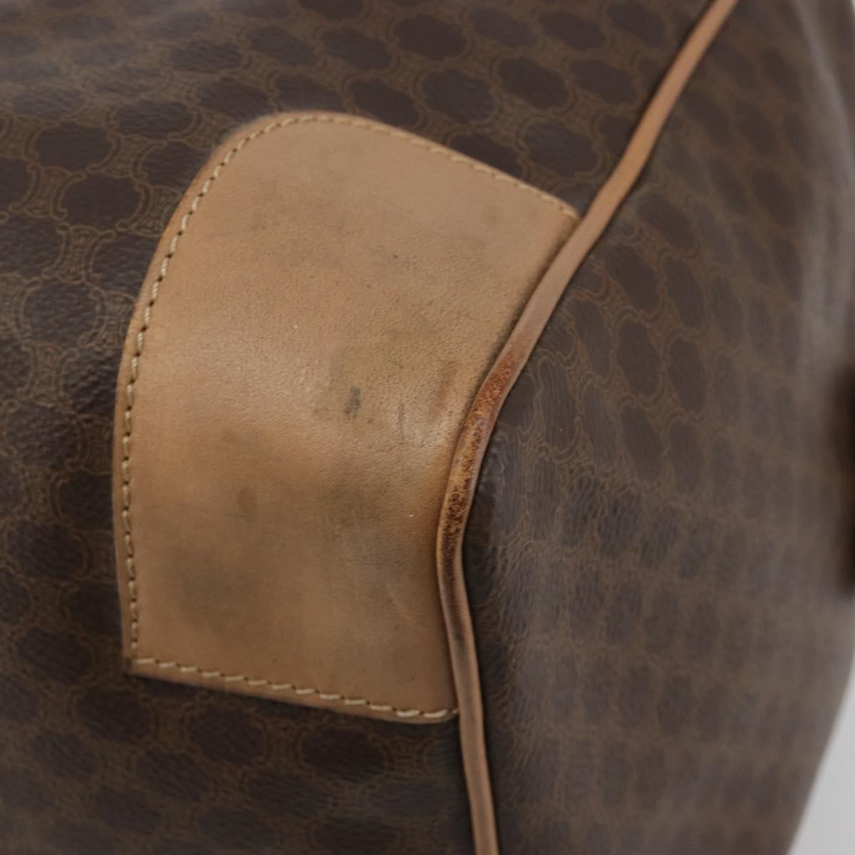 Celine Vintage Macadam Boston Canvas, Brown, PVC, Handbag