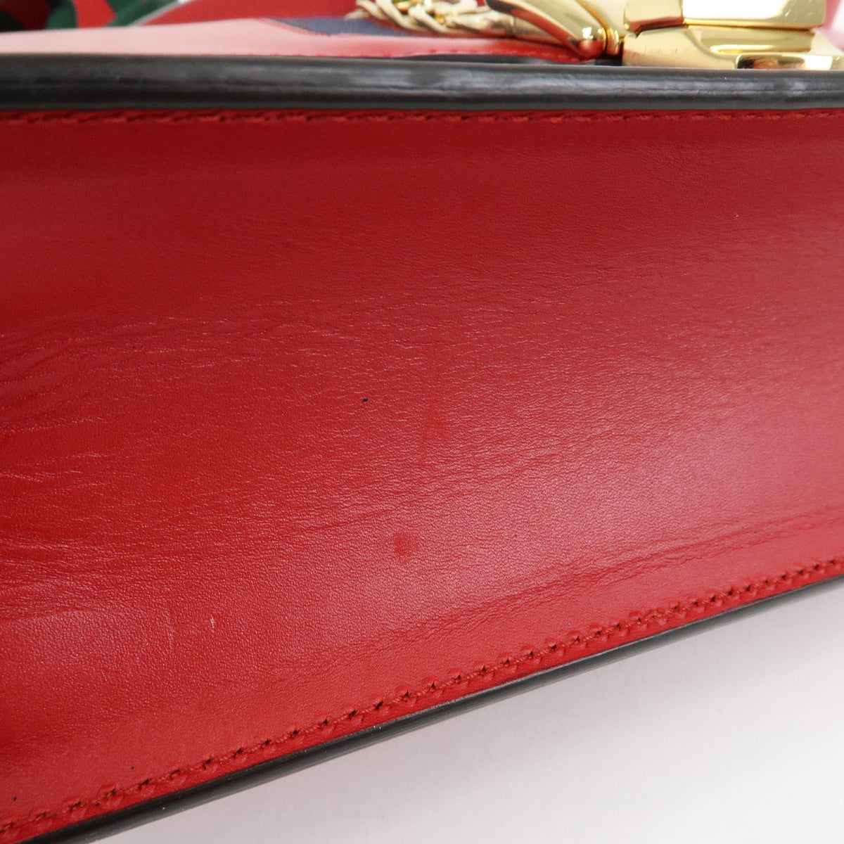 Gucci Sylvie Leather, Red, Leather, Shoulder Bag