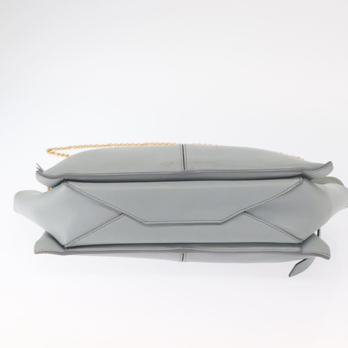 Celine Tri-Fold Clutch on Chain Smooth Leather, Gray, Leather, Clutch