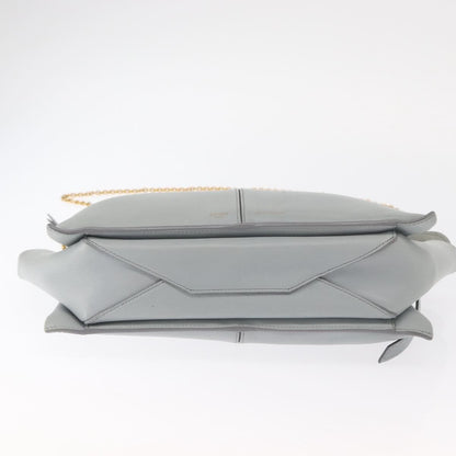Celine Tri-Fold Clutch on Chain Smooth Leather, Gray, Leather, Clutch