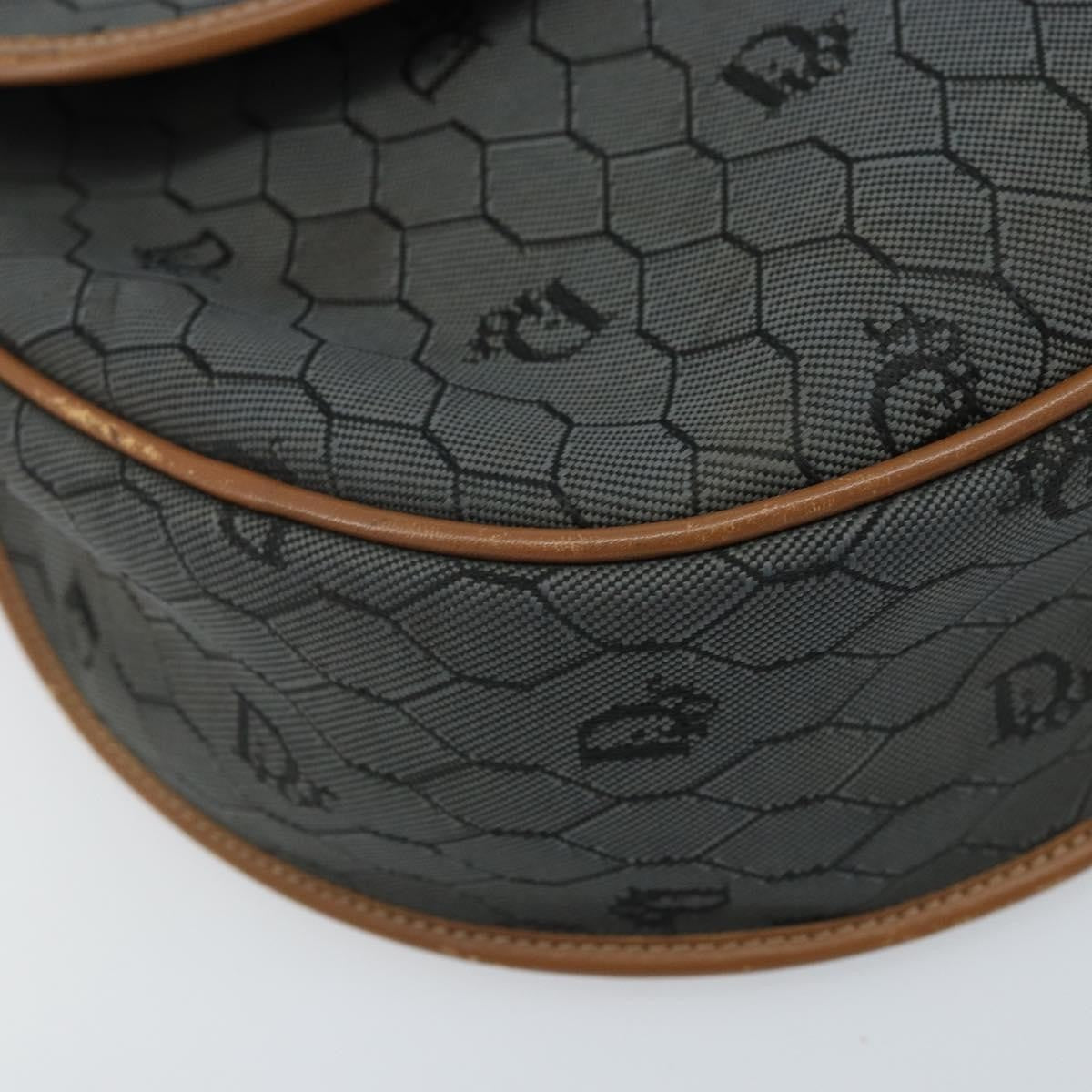Christian Dior Vintage Honeycomb Flap Canvas and Leather, Black, Canvas, Shoulder Bag