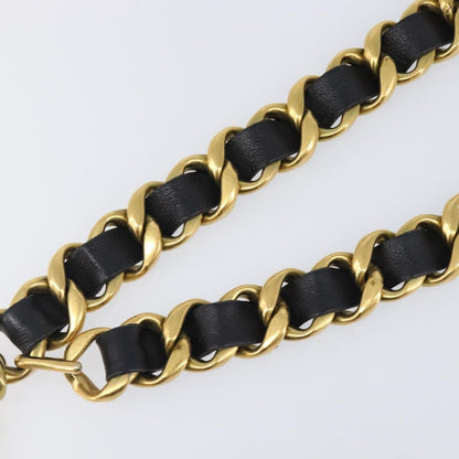 Chanel Vintage Chain Belt Metal and Leather, Black, Leather, Belt