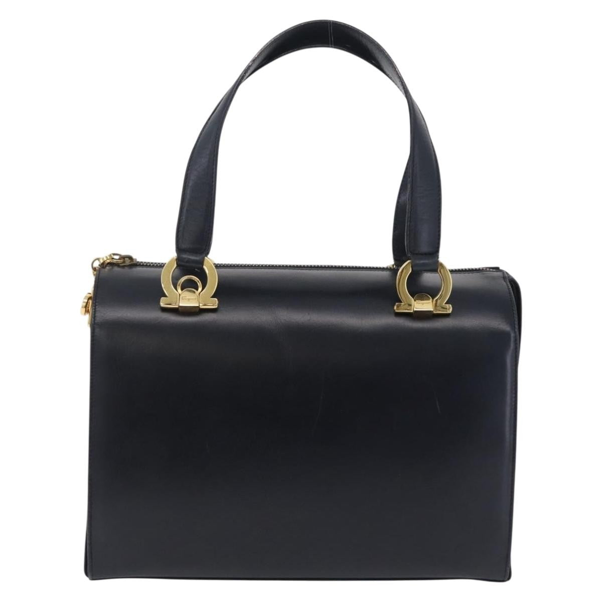 Salvatore Ferragamo Gancini Leather, Navy, Leather, Handbag