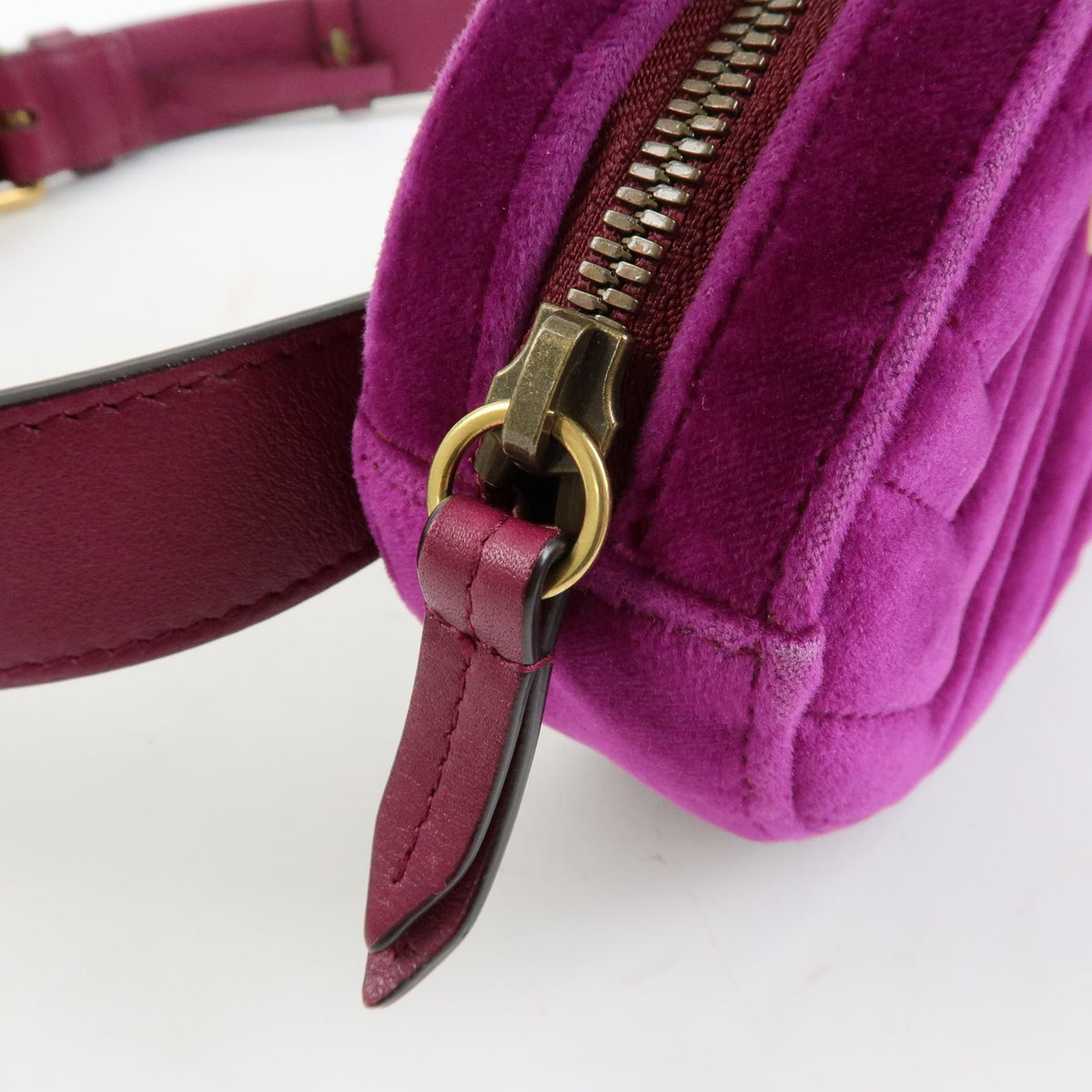 Gucci GG Marmont Belt Matelasse Velvet, Purple, Velvet, Handbag