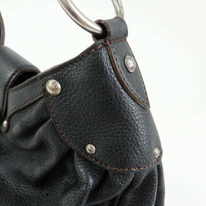 Louis Vuitton Solar Mahina Leather, Black, Leather, Handbag