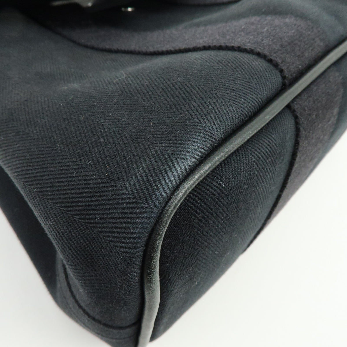 Hermes Valparaiso Toile and Leather, Black, Canvas, Handbag
